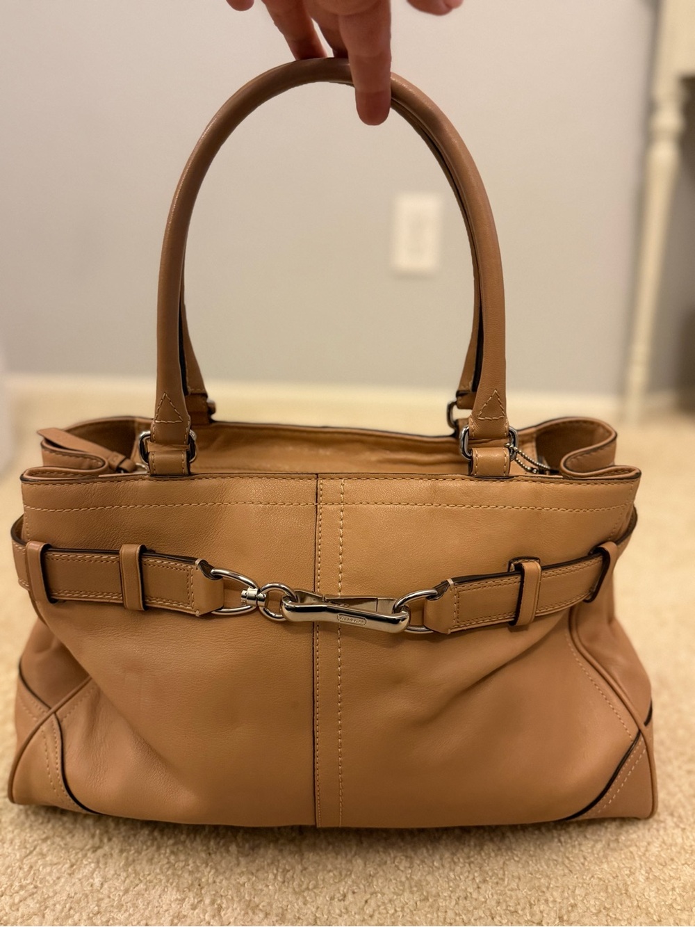 Vintage Coach Hamptons Leather Carryall Satchel Tan Brown - Picture 2 of 5